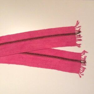 🌸🤎 Vintage Pink Scarf with Brown Accents & Fringed Ends🤎🌸